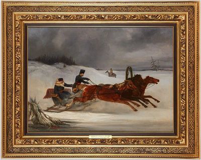 (М) *Сверчков Николай Егорович (1817-1898) - Ямская тройка на зимней дороге. 1849 г. Холст, масло. 