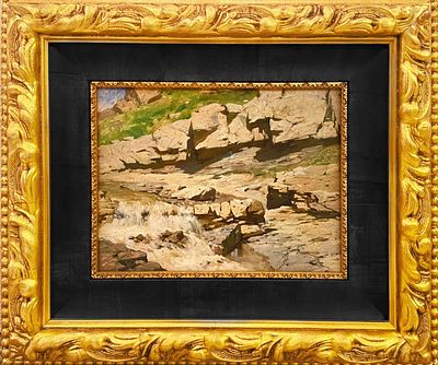 (М) *Рубо Франц Алексеевич (1856-1928) - Водопад в горах. Этюд. 1880-1890-e гг. Холст, масло. 24,8 