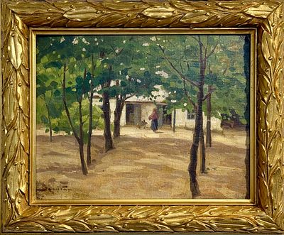 (П) Зарубин Виктор Иванович (1866 - 1928) - Аллея, ведущая к усадьбе. 1910-е гг. Холст на фанере 