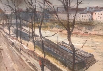 Илья Бадал - Ранняя весна в Купчино. 2011 г., Оргалит, акрил. описание: 
Ранняя весна в Купчино 