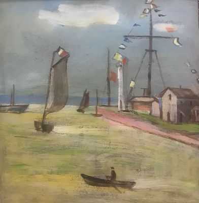 Илья Бадал - Порт в Гонфлер. 2013 г., Оргалит, акрил. описание: 
Порт в Гонфлер 
2013 г. 