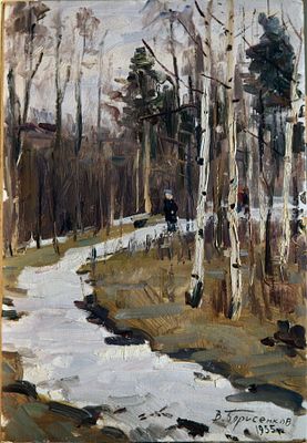 Василий Борисенков - Весна. 1955 г., Картон, масло. описание: 
Весна 
1955 г. 
Картон, масло 
