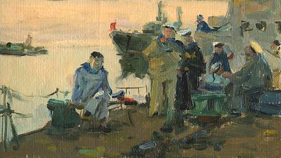 Василий Борисенков - Эскиз. 1957 г., Картон, масло. описание: 
Эскиз 1957 г. 
Картон, масло 