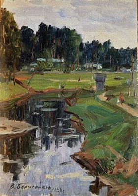 Василий Борисенков - Вырица. 1958 г., Картон, масло. описание: 
Вырица 1958 г. 
Картон, масло 
