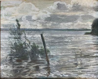 Петр Бучкин - Озеро. б.г., Картон, масло. описание: 
Озеро 
б.г. 
Картон, масло 
Размер 44,5х36 