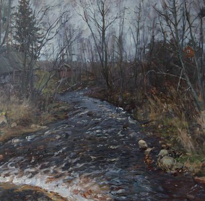 Владимир Гайдар - Ручей. Осень. 1994 г., Холст, масло. описание: 
Ручей. Осень 
1994 г. 
Холст 
