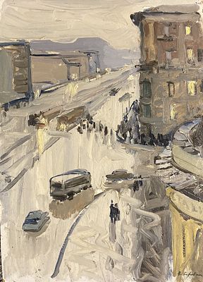 Виктор Коровин - Дождь. 1961 г., Картон, масло. описание: 
Дождь 
1961 г. 
Картон, масло 
Размер 