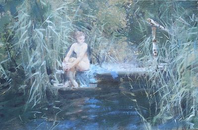 Марушкин Олег - Купальщица. б.г., Холст, масло. описание: 
Купальщица 
б.г. 
Холст, масло 