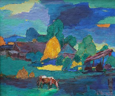 Борис Четков - Красные стога. описание лота: 
Борис Четков - Красные стога 
Холст, масло, 1997 год 