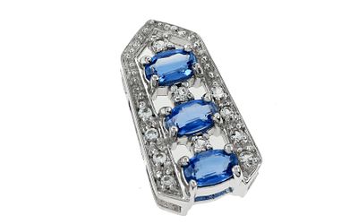 Anh&auml;nger 2,83g 375/- Wei&szlig;gold mit 11 Diamanten zus. ca. 0,11 ct. und Saphiren. Anh&auml;nger 2 