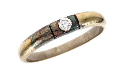 Ring 2,92g 750/- Gelbgold und Wei&szlig;gold mit Diamant ca. 0,08 ct., Ringgr&ouml;&szlig;e ca. 52. Ring 2,92g 