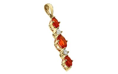 Anh&auml;nger 0,98g 375/- Gelbgold mit 2 Diamanten zus. ca. 0,10 ct. und Citrinen. Anh&auml;nger 0 