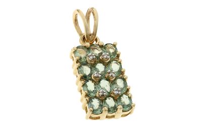 Anh&auml;nger 3,50g 585/- Gelbgold mit 6 Diamanten zus. ca. 0,03 ct. und Farbsteinen. Anh&auml;nger 3 
