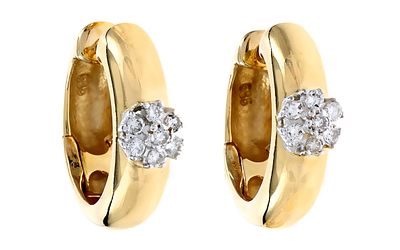 Creolen 6,21g 585/- Gelbgold und Wei&szlig;gold mit 14 Diamanten zus. ca. 0,21 ct. Creolen 6,21g 