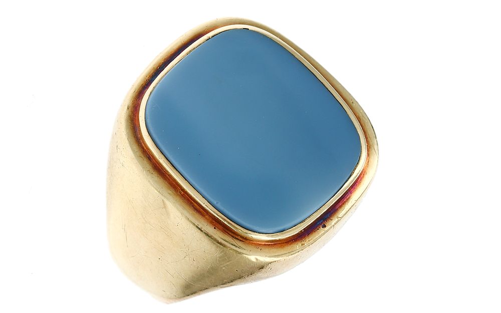 Ring 8,24g 585/- Gelbgold mit Lagenstein, Ringgr&ouml;&szlig;e ca. 58. Ring 8,24g 585/- Gelbgold mit 