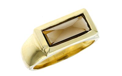 Ring 4,81g 585/- Gelbgold mit Rauchquarz, Ringgr&ouml;&szlig;e ca. 54. Ring 4,81g 585/- Gelbgold mit 