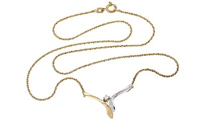 Collier 3,27g 333/- Gelbgold und Wei&szlig;gold mit Diamant ca. 0,05 ct., L&auml;nge ca. 41,50 cm. Collier 