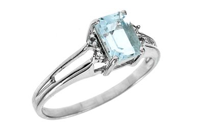 Ring 2,23g 375/- Wei&szlig;gold mit Aquamarin und Zirkonia, Ringgr&ouml;&szlig;e ca. 54. Ring 2,23g 375/- 
