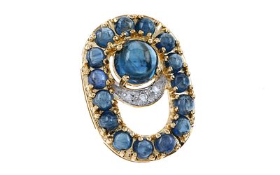 Anh&auml;nger 4,50g 375/- Gelbgold und Wei&szlig;gold mit 3 Diamanten zus. ca. 0,03 ct. und Saphiren. Anh&au 