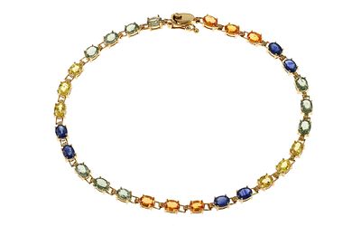 Armband 4,85g 585/- Gelbgold mit Saphiren, Beryll und Citrinen, L&auml;nge ca. 19 cm. Armband 4,85g 