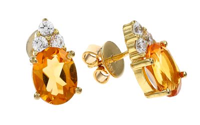 Ohrstecker 3,53g 585/- Gelbgold mit 6 Diamanten zus. ca. 0,30 ct. und Citrinen