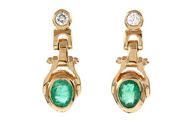 Ohrstecker 1,37g 333/- Gelbgold mit Smaragden und Zikronia