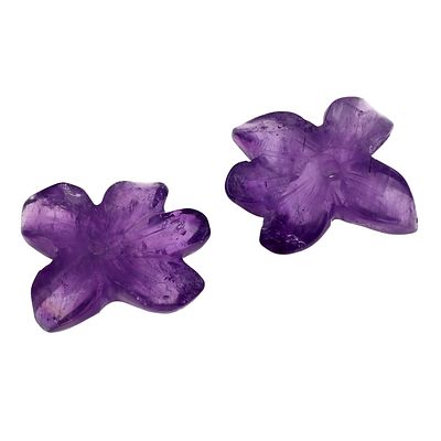 Amethyst Gravur Blatt 2 Stk. zus. 8,17 ct. ca. 14x11x4 mm