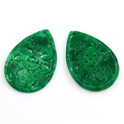 Jade 23,80ct. 2 St., ca.30x20 mm