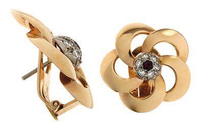 Ohrclips 15,23g 750/- Gelbgold und Wei&szlig;gold mit 12 Diamanten zus. ca. 0,60 ct. H/si. Ohrclips 15 