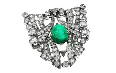 Kleiderclip 19,40g 750/-Wei&szlig;gold und 950/- Platin mit 89 Diamanten zus. ca. 4,30 ct. F/vs-si und 