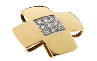 Anh&auml;nger 4,15g 585/- Gelbgold und Wei&szlig;gold mit 9 Diamanten zus. ca. 0,18 ct. G/vs. Anh&auml;nger 