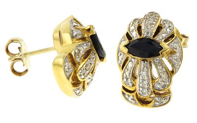 Ohrschmuck 9,52g 585/- Gelbgold und Wei&szlig;gold mit 20 Diamanten zus. ca. 0,10 ct. K/vs-si und Saphiren