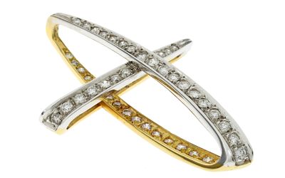 Kreuzanh&auml;nger 4,45g 750/- Gelbgold und Wei&szlig;gold mit 54 Diamanten zus. ca. 1,08 ct. G/vs. Kreuzanh 