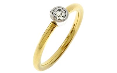 Sch&ouml;ne Ring 4,18g 750/- Gelbgold und Wei&szlig;gold mit Diamant ca. 0,20 ct. K/si2, Ringgr&ouml;&szlig;e ca. 56. S 
