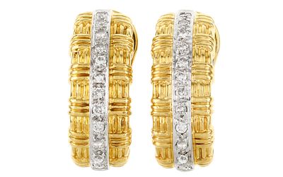 Ohrschmuck 8,85g 585/- Gelbgold und Wei&szlig;gold mit 24 Diamanten zus. ca. 0,24 ct. H/vs. Ohrschmuck 