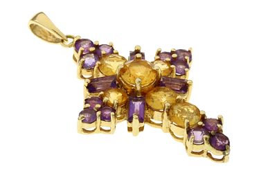 Kreuzanh&auml;nger 6,47g 585/- Gelbgold mit Amethysten und Citrinen. Kreuzanh&auml;nger 6,47g 585/- 