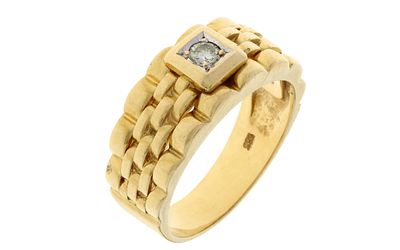 Ring 8,04g 585/- Gelbgold mit Diamant ca. 0,10 ct. J/vs1, Ringgr&ouml;&szlig;e ca. 58. Ring 8,04g 585/- 