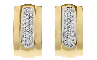 Ohrringe 9,33g 585/- Gelbgold und Weißgold mit 56 Diamanten zus. ca. 0,56 ct. Ohrringe 9,33g