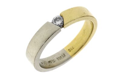 Ring 7,96g 750/- Gelbgold und 950/- Platin mit Diamant ca. 0,10 ct., Ringgröße ca. 57. Ring 7