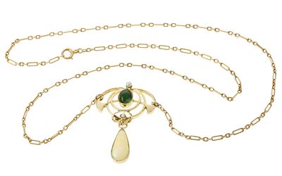 Kette 7,95g 585/- Gelbgold mit Opal, Farbstein und Perlen, L&auml;nge ca. 51,50 cm. Kette 7,95g 585/- 