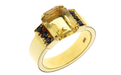 Ring 8,87g 585/- Gelbgold mit Saphiren und Citrin, Ringgr&ouml;&szlig;e ca. 54. Ring 8,87g 585/- Gelbgold 