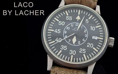 Herrenarmbanduhr Laco by Lacher Deutsche Post Automatik Edelstahl, mit 3 Lederb&auml;ndern, mit Box un