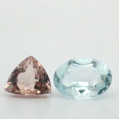 Aquamarin und Turmalin Set f&uuml;r Anh&auml;nger 3,85 ct.