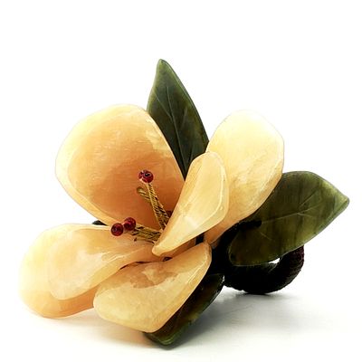 Farbstein Blumen Objekt 80,12 g Ma&szlig;e ca. 8x9 cm