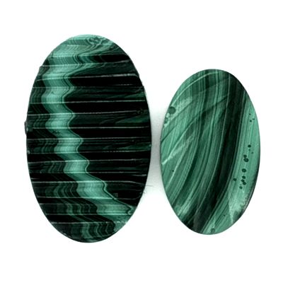 Malachit Gravur 2 Stk. 32,88 ct.
