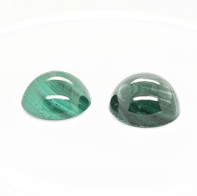 Malachit Paar rund zu 15,93 ct., L&auml;nge 11,79 mm, Breite 11,79 mm, H&ouml;he 5,12 mm