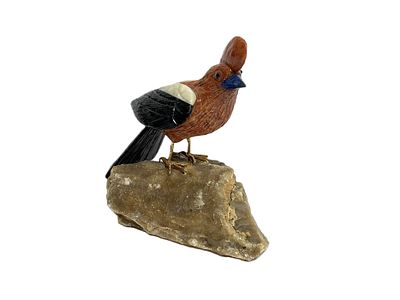 Farbstein Figur Vogel 279,85 g, L&auml;nge ca. 9 cm x Breite 8 cm x H&ouml;he 10 cm