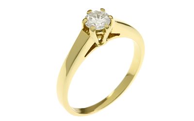 Ring 3,29g 750/- Gelbgold mit Diamant ca. 0,25 ct. J/p2, Ringgr&ouml;&szlig;e ca. 52. Ring 3,29g 750/- 