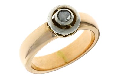 Ring 6,52g 585/- Gelbgold mit Diamant ca. 0,15 ct. im Rosenschliff, Ringgr&ouml;&szlig;e ca. 51. Ring 6,52g 