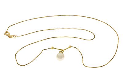 Collier 2,95g 750/- Gelbgold mit Perle, L&auml;nge ca. 45,50 cm. Collier 2,95g 750/- Gelbgold mit 